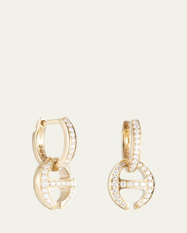 18K Yellow Gold Klasp Earrings with White Diamonds